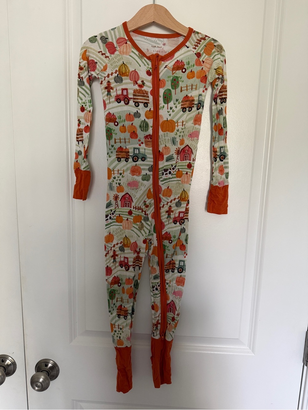 Little sleepies happy harvest  One-Piece zippy Pajamas- pumpkin fall 3T